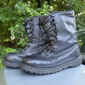 Black Gore-Tex Bates leather military boots with a grunge vibe